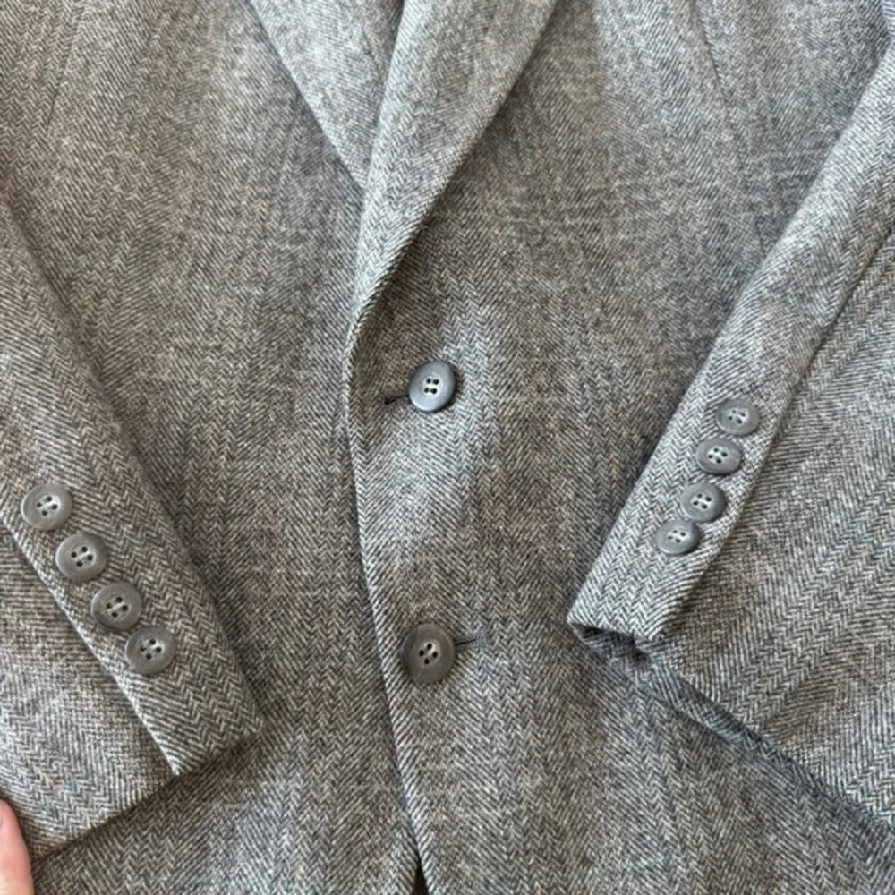 Strathmore Chevron Wool Sport Coat Gray Jacket‎ Blazer Men's 46 R Vintage